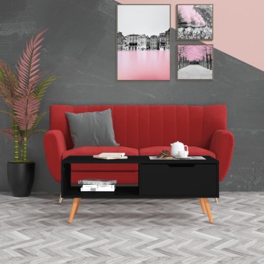 vidaXL Τραπεζάκι Σαλονιού Μαύρο 100x49,5x43cm από Επεξ. Ξύλο 1 τεμ.