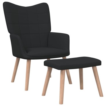 vidaXL Πολυθρόνα Relax Μαύρη Υφασμάτινη με Σκαμπό 61,5x69x95,5cm 1 τεμ.