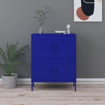 vidaXL Ντουλάπι Αποθήκευσης Ναυτικό Μπλε 80x35x101,5cm από Ατσάλι 1 τεμ.
