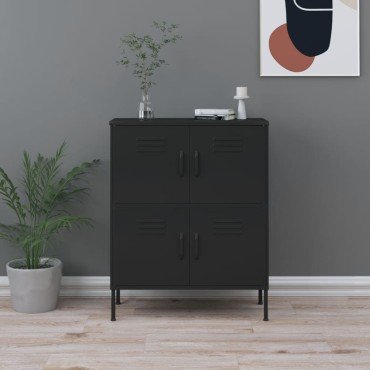 vidaXL Ντουλάπι Αποθήκευσης Μαύρο 80x35x101,5cm από Ατσάλι 1 τεμ.