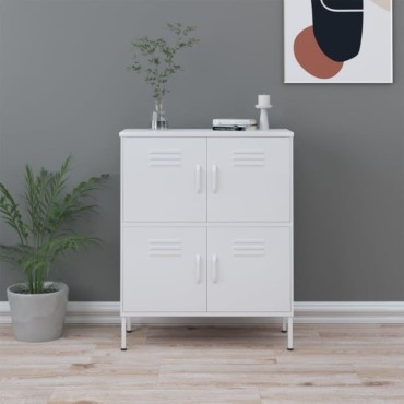 vidaXL Ντουλάπι Αποθήκευσης Λευκό 80x35x101,5cm από Ατσάλι 1 τεμ.