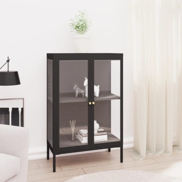 vidaXL Μπουφές Μαύρος 75x35x105cm από Ατσάλι και Γυαλί 1 τεμ.