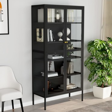 vidaXL Ντουλάπα Βιτρίνας Ανθρακί 90x40x180cm Ατσάλι / Ψημένο Γυαλί 1 τεμ.