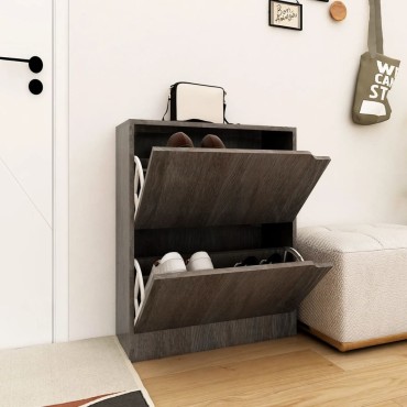 vidaXL Παπουτσοθήκη 2 Πόρτες Γκρι Sonoma Δρυς 59x24x74cm Επεξ. Ξύλο