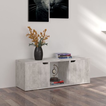 vidaXL Έπιπλο Τηλεόρασης Σκυρόδεμα 88,5x27,5x30,5cm από Επεξ. Ξύλο