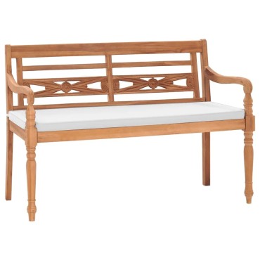 vidaXL Παγκάκι Batavia από Ξύλο Teak με Μαξιλάρια 120x51,5x84cm 1 τεμ.