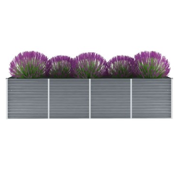 vidaXL Ζαρντινιέρα Υπερυψωμένη Γκρι 320x80x77 εκ. Γαλβανισμ. Χάλυβας