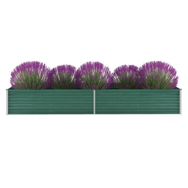 vidaXL Ζαρντινιέρα Υπερυψωμένη Πράσινη 320x80x45 εκ. Γαλβαν. Χάλυβας
