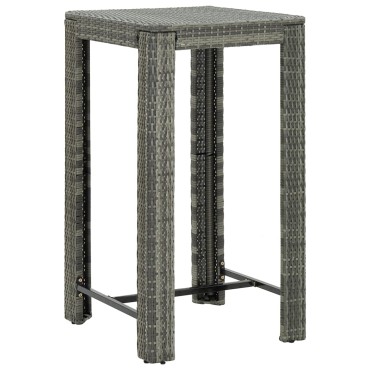 vidaXL Τραπέζι Μπαρ Κήπου Γκρι 60,5x60,5x110,5cm από Συνθετικό Ρατάν 1 τεμ.
