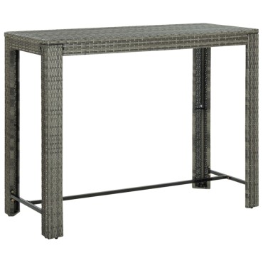 vidaXL Τραπέζι Μπαρ Κήπου Γκρι 140,5x60,5x110,5cm Συνθετικό Ρατάν 1 τεμ.