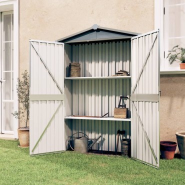 vidaXL Αποθήκη Κήπου Γκρι 116x45x175 εκ. από Γαλβανισμένο Ατσάλι