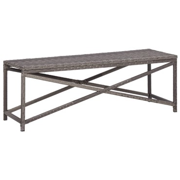 vidaXL Πάγκος Κήπου Γκρι από Συνθετικό Ρατάν 120x40x43cm