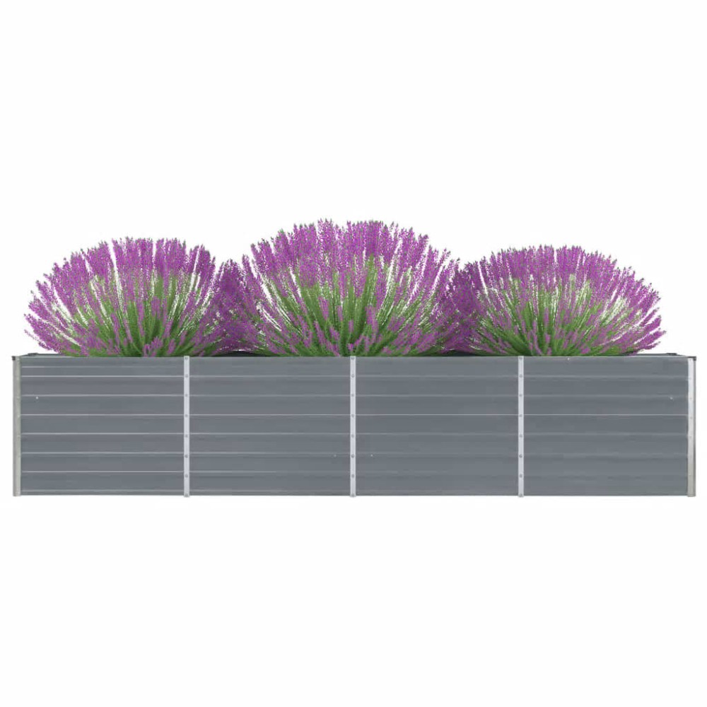 vidaXL Ζαρντινιέρα Υπερυψωμένη Γκρι 320x40x45 εκ. Γαλβανισμ. Χάλυβας