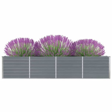 vidaXL Ζαρντινιέρα Υπερυψωμένη Γκρι 320x40x45 εκ. Γαλβανισμ. Χάλυβας