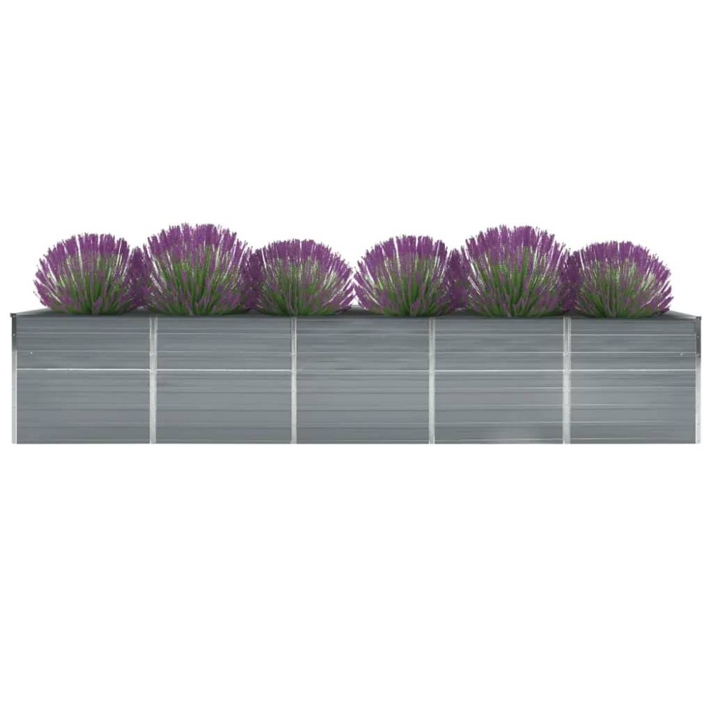 vidaXL Ζαρντινιέρα Υπερυψωμένη Γκρι 400x80x77 εκ. Γαλβαν. Χάλυβας