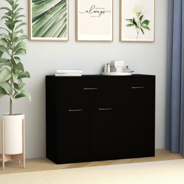 vidaXL Μπουφές Μαύρος 88x30x70cm από Επεξ. Ξύλο 1 τεμ.