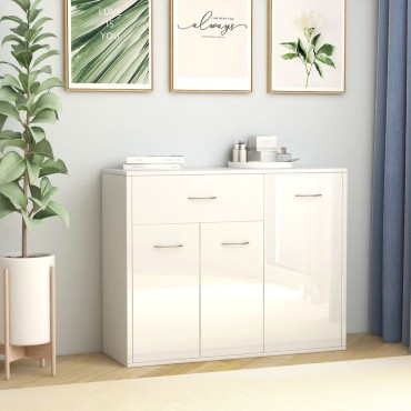 vidaXL Μπουφές Γυαλιστερό Λευκό 88x30x70cm από Επεξ. Ξύλο 1 τεμ.