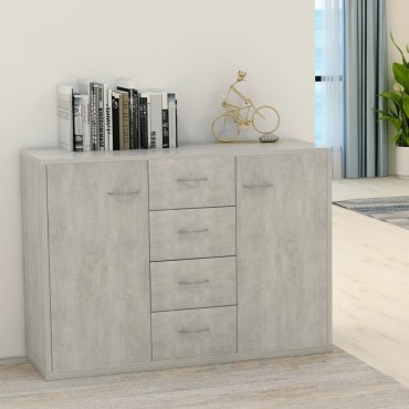 vidaXL Μπουφές Γκρι του Σκυροδέματος 88x30x65cm από Επεξ. Ξύλο 1 τεμ.