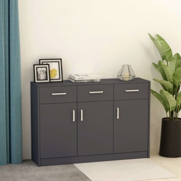 vidaXL Μπουφές Γκρι 110x30x75cm από Επεξ. Ξύλο 1 τεμ.