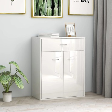 vidaXL Ντουλάπι Γυαλιστερό Λευκό 60x30x75cm από Επεξ. Ξύλο 1 τεμ.
