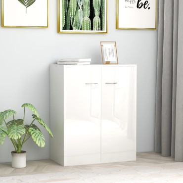 vidaXL Ντουλάπι Γυαλιστερό Λευκό 60x30x75cm από Επεξ. Ξύλο 1 τεμ.