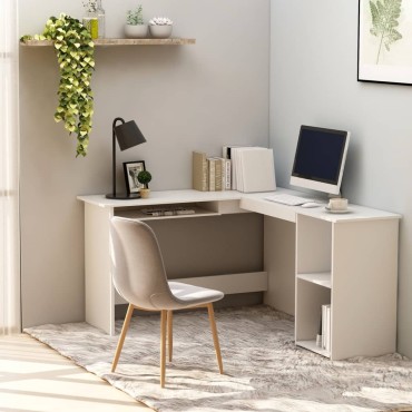 vidaXL Γραφείο Γωνιακό Λευκό 120x140x75cm από Επεξ. Ξύλο 1 τεμ.