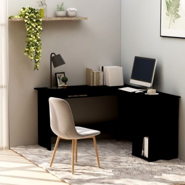 vidaXL Γραφείο Γωνιακό Μαύρο 120x140x75cm από Επεξ. Ξύλο 1 τεμ.