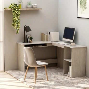 vidaXL Γραφείο Γωνιακό Γκρι Σκυροδέματος 120x140x75cm Επεξ. Ξύλο 1 τεμ.