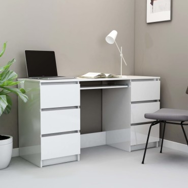 vidaXL Γραφείο Γυαλιστερό Λευκό 140x50x77cm από Επεξ. Ξύλο 1 τεμ.