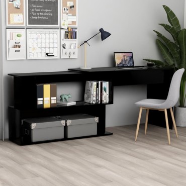 vidaXL Γραφείο Γωνιακό Μαύρο 200x50x76cm από Επεξ. Ξύλο 1 τεμ.