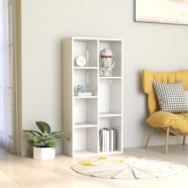 vidaXL Βιβλιοθήκη Γυαλιστερό Λευκό 50x25x106cm από Επεξ. Ξύλο 1 τεμ.