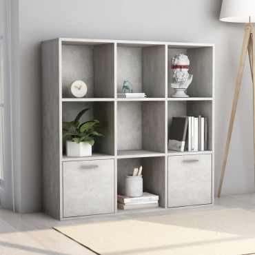 vidaXL Βιβλιοθήκη Γκρι Σκυροδέματος 98x30x98cm από Επεξ. Ξύλο 1 τεμ.