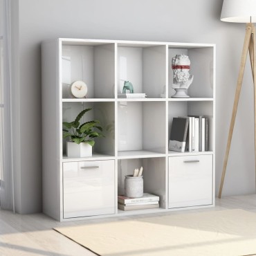 vidaXL Βιβλιοθήκη Γυαλιστερό Λευκό 98x30x98cm από Επεξ. Ξύλο 1 τεμ.