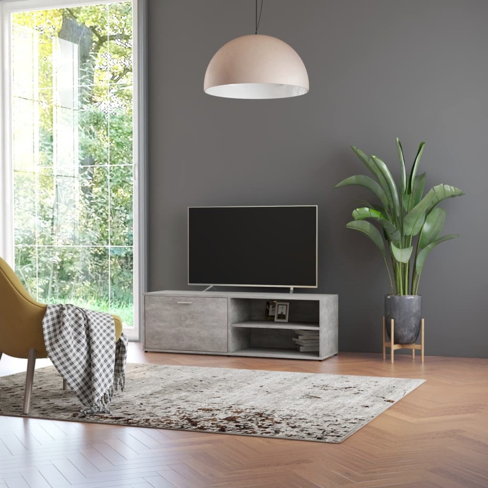 vidaXL Έπιπλο Τηλεόρασης Γκρι Σκυροδέματος 120x34x37cm Επεξ. Ξύλο