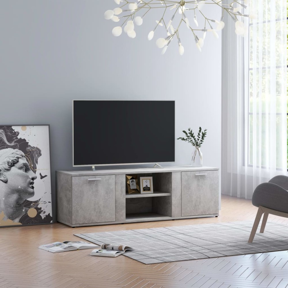 vidaXL Έπιπλο Τηλεόρασης Γκρι Σκυροδέματος 120x34x37cm Επεξ. Ξύλο