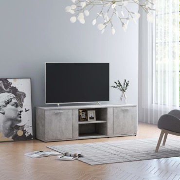 vidaXL Έπιπλο Τηλεόρασης Γκρι Σκυροδέματος 120x34x37cm Επεξ. Ξύλο