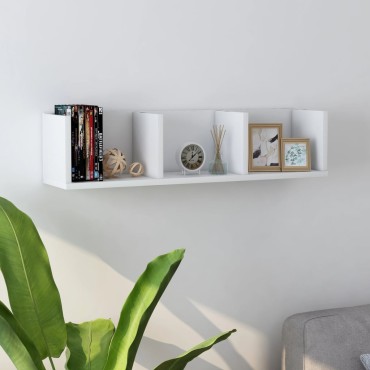 vidaXL Ράφι Τοίχου για CD Λευκό 75x18x18cm Επεξ. Ξύλο 1 τεμ.