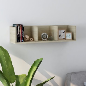 vidaXL Ράφι Τοίχου για CD Sonoma Δρυς 75x18x18cm από Επεξ. Ξύλο 1 τεμ.