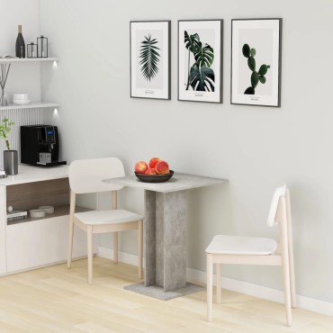 vidaXL Τραπέζι Bistro Γκρι Σκυροδέματος 60x60x75cm Επεξ. Ξύλο 1 τεμ.