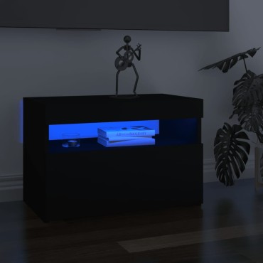 vidaXL Έπιπλα Τηλεόρασης με LED 2 τεμ. Μαύρα 60x35x40cm