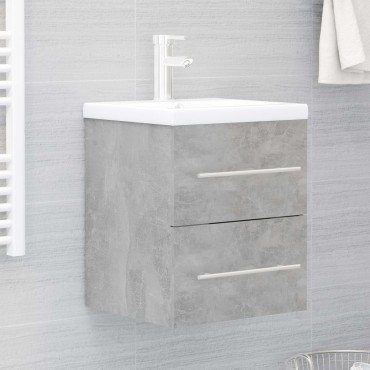 vidaXL Ντουλάπι Νιπτήρα Γκρι Σκυροδ. 41x38,5x48cm από Επεξ. Ξύλο 1 τεμ.