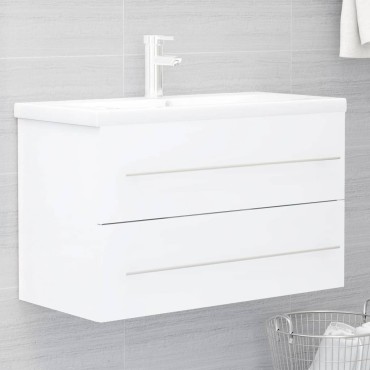 vidaXL Ντουλάπι Νιπτήρα Λευκό 80x38,5x48cm από Επεξ. Ξύλο 1 τεμ.