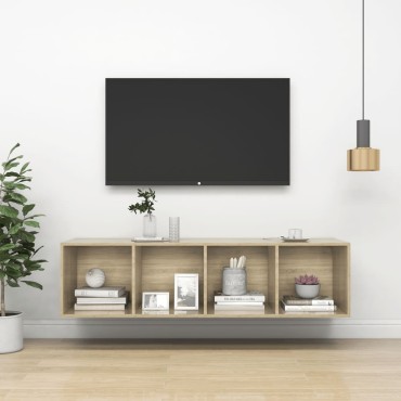 vidaXL Έπιπλο Τηλεόρασης Κρεμαστό Δρυς 37x37x142,5cm από Επεξ. Ξύλο