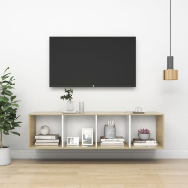 vidaXL Έπιπλο Τηλεόρασης Κρεμαστό Δρυς/Λευκό 37x37x142,5cm Επεξ. Ξύλο