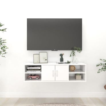 vidaXL Ραφιέρα Τοίχου Λευκή 102x30x29cm από Επεξ. Ξύλο 1 τεμ.