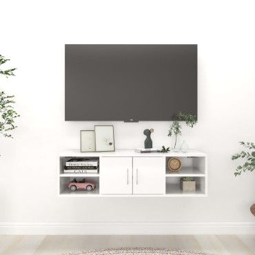 vidaXL Ραφιέρα Τοίχου Γυαλιστερό Λευκό 102x30x29cm από Επεξ. Ξύλο 1 τεμ.