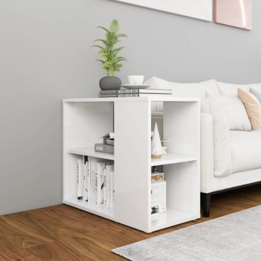 vidaXL Βοηθητικό Ντουλάπι Γυαλ. Λευκό 60x30x50cm από Επεξ. Ξύλο 1 τεμ.