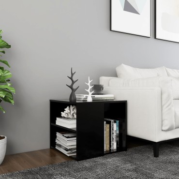vidaXL Τραπέζι Βοηθητικό Μαύρο 50x50x45cm από Επεξ. Ξύλο 1 τεμ.