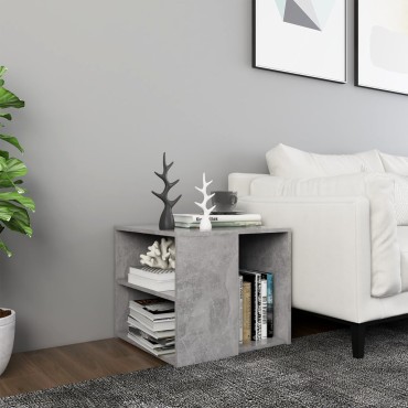 vidaXL Τραπέζι Βοηθητικό Γκρι Σκυροδέματος 50x50x45cm Επεξ. Ξύλο 1 τεμ.