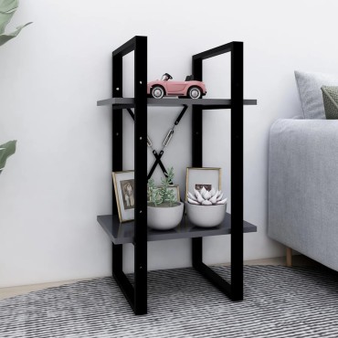 vidaXL Βιβλιοθήκη με 2 Ράφια Γκρι 40x30x70cm από Επεξ. Ξύλο 1 τεμ.